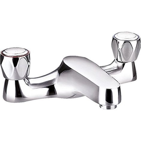 Fradswell Contemporary Bathroom Bath Filler Tap – Knob Handles, 110 x 154mm, Chrome