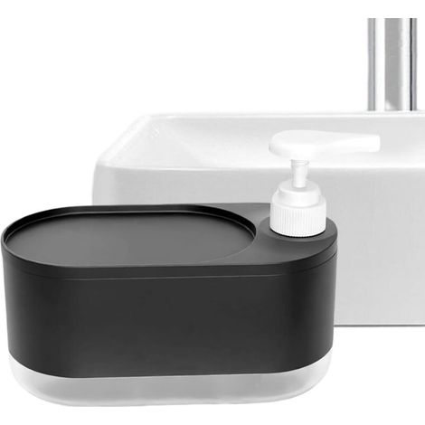 Bardusch-Distributeur de savon avec porte-éponge et support bouteille, organisateur évier cuisine ou salle de bain (1/5)