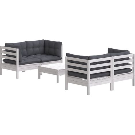 vidaXL 5 Piece Garden Lounge Set with Anthracite Cushions Pinewood (1/5)