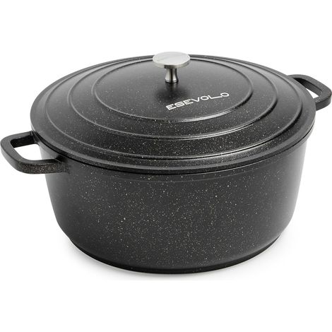 Cocotte Fonte Induction 28cm Faitout Rond 6,3L en Fonte d’Aluminium (1/5)