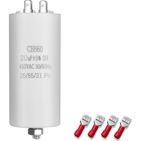 4 - CBB60 Kondensator - Motorkondensator - Für Pumpen und Waschmaschinen - 20 µF 450 V - 50/60 Hz - Schwarz - 4,5 x 9,5 cm (1/5)