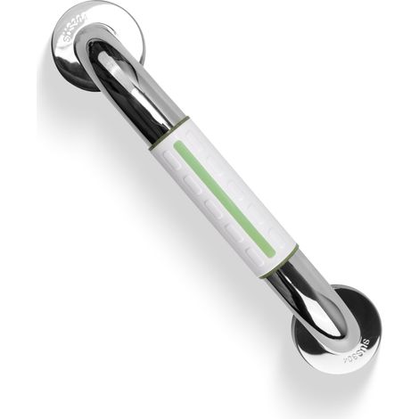 Barre d'appui salle de bain acier inox 304 avec poignée antidérapante et bande lumineuse de sécurité - 30 cm, pour WC, douche, porte-serviettes, aide escalier seniors et enfants