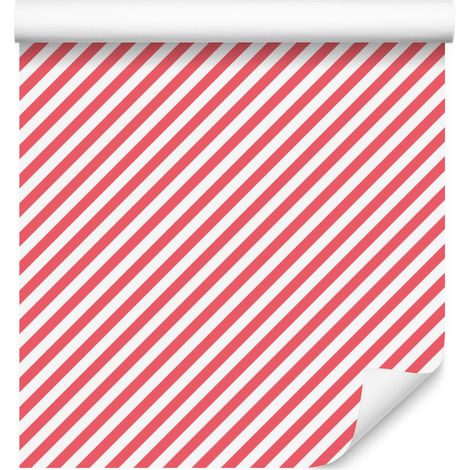 Papier peint à rayures corail en haut et en bas pour salon et chambre, 50 x 1000 cm (1/5)