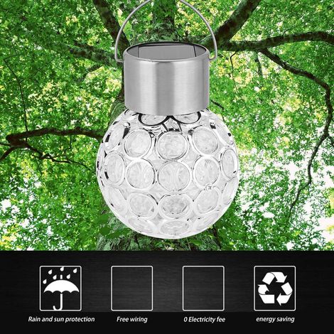 Boule Solaire Jardin Suspendue Extérieure Paysage Lampe LED Changeant Couleur Blanc Allée Éclairage Décoratif (1/5)