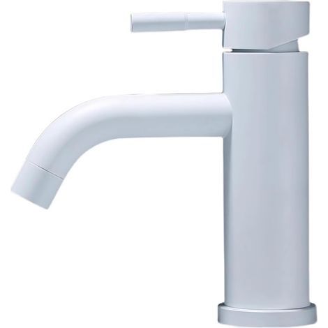– Robinet de lave-mains en acier inoxydable – Finition blanche brillante – Cartouche céramique – Installation facile pour salle de bain (1/4)