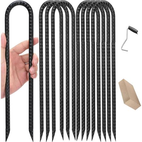 8 Pièces 30CM Piquets de Sol en Forme de U,piquets D'armature Robustes,Piquets de Tente en Acier Galvanisé,Sardines Camping,Acier galvanisé Ancrage de Tente Clous,Ancrages Au Sol Galvanisés (1/5)