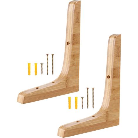 2 Supports D'Étagère Murale En Bois Équerre Triangulaire Pour Étagère Flottante Fixation Murale Avec 6 Vis Et 4 Boulons De Suspension Pour Salon Bureau Cuisine (1/5)