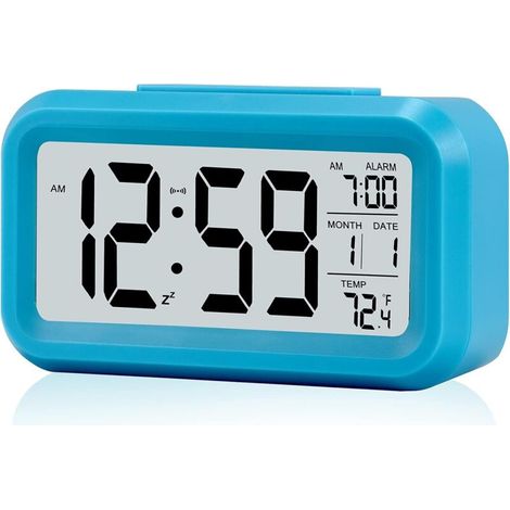 Réveil pour enfants, horloge de table numérique à piles, avec veilleuse intelligente, température, fonction snooze, petite horloge électronique pour table de chevet de chambre à couche