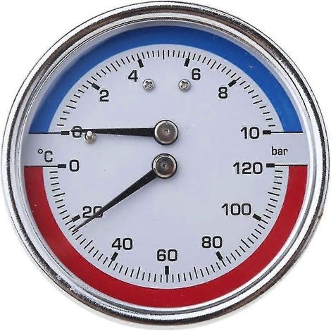 Thermomanomètre pour chaudière, manomètre de température et de pression 0-120 0-10 bar (1/5)