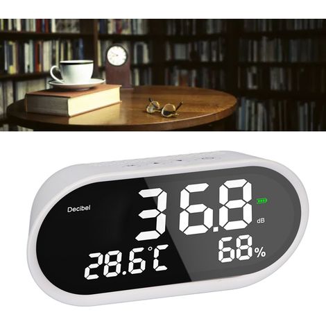 Digitales Tisch-Schallpegelmessgerät, misst von 30 bis 130 dBA und verfügt über eine Temperatur- und Feuchtigkeitserkennung. Ideal für Schulen, Krankenhäuser, Tempel, Bibliotheken und Theater. (1/5)