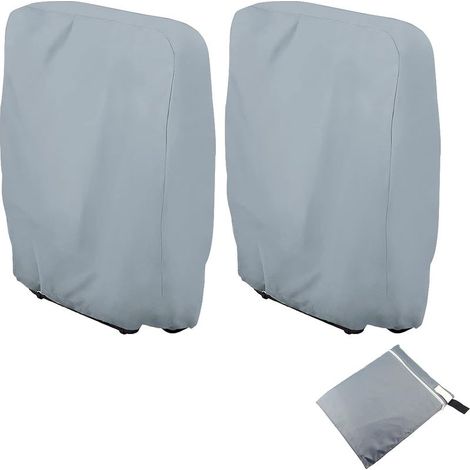 Faltbare Schutzhülle für Sonnenliegen, 2er-Set Gartenabdeckungen, staubdicht, wasserdicht und UV-beständig, aus 210D Oxford-Gewebe, für verstellbare Sonnenliegen, B 71 × H 110 cm (grau) (1/5)