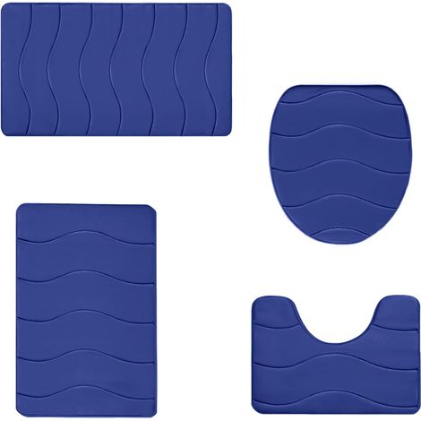 Ensemble de 4 tapis de bain, mousse à mémoire de forme, antidérapants, absorbants, lavables en machine, pour salle de bain (1/5)