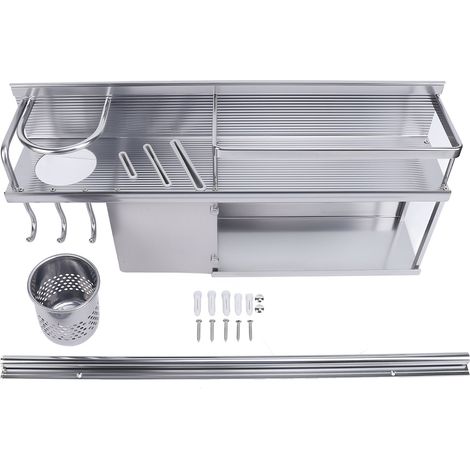 Étagère à épices murale en alliage d'aluminium gris, rangement d'ustensiles pour la cuisine (1/5)