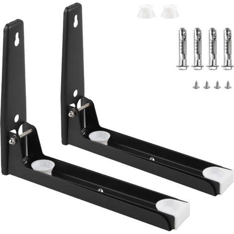 Support Mural pour Micro Ondes, en Acier Inoxydable 201, Pliable et Télescopique, Charge Maximale 40 kg, Noir (1/5)