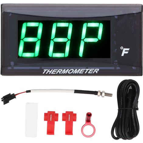 Thermomètre moto numérique DC12V vert, jauge température eau M10, adaptateur bougie 14mm, affichage digital (1/5)