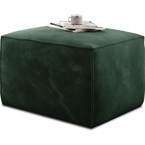 Pouf de salon en velours WILACE – Élégant et confortable-Vert épinard (1/4)