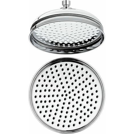 Pommeau de douche fixe rond 20 cm – Finition chromée – Laiton massif – Jet pluie luxueux pour douche relaxante (1/4)