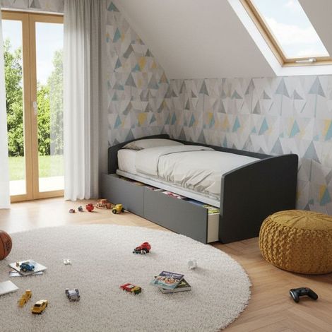 Divano letto singolo con cassettoni: il tuo 3-in-1 salvaspazio - Basalto
