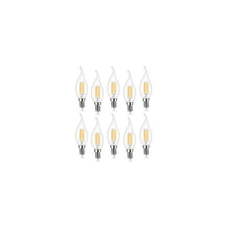 Lot de 10 4W Ampoule de Filament LED E14 470LM Flamme Bougie Blanc froid 6000K, Non-Dimmable, Angle de Faisceau 360° (1/5)