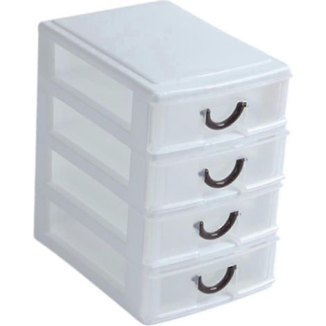 Tischaufbewahrung mit Schubladen, dekorative Schubladenorganizer, Kosmetikkoffer für Toilettenartikel im Büro oder zu Hause-4 Layers-white (1/5)