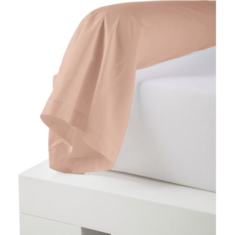Taie de traversin percale de coton piquée unie Pêche 86x240 cm