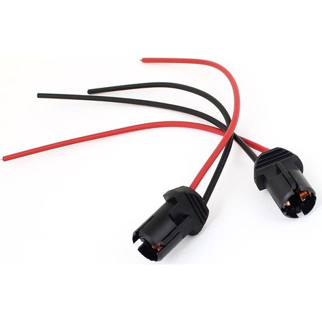 Prise T10 W5W - Lot de 2 - Plastique Robuste - Connecteur Faisceau Lumière - Pour Véhicules Auto Moto - Noir 17x12mm (1/4)
