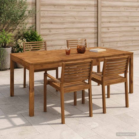 vidaXL Tavolo da cena da giardino Naturale 196 x 100,5 x 75 cm (1/5)