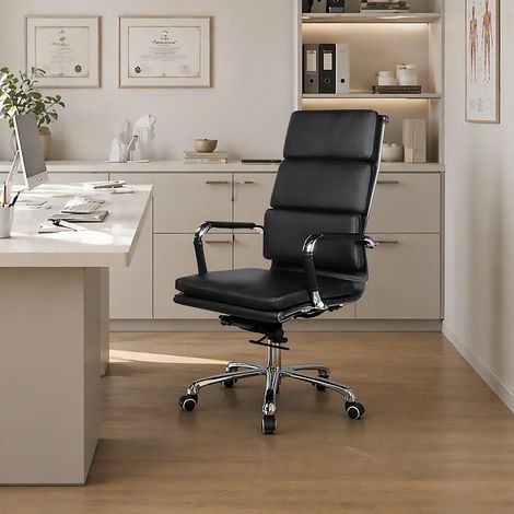 POLTRONA UFF. MOD.PLATINUM IN ECOPELLE NERA