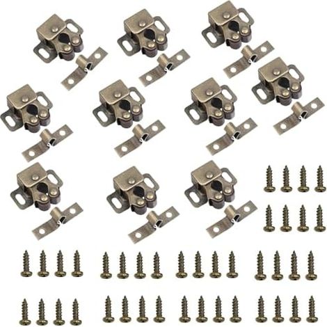 Schrankriegel, 10 Stück Rolltürriegel, Doppelriegel, mit Befestigungsschrauben, für Küche, Schrank und Schublade - (1/5)