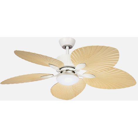 Ventilador Dc Torcal 24w Blanco/haya 5aspas 6vel 130d 2880lm 3000-4500-6500k Remoto+memoria+temporizador