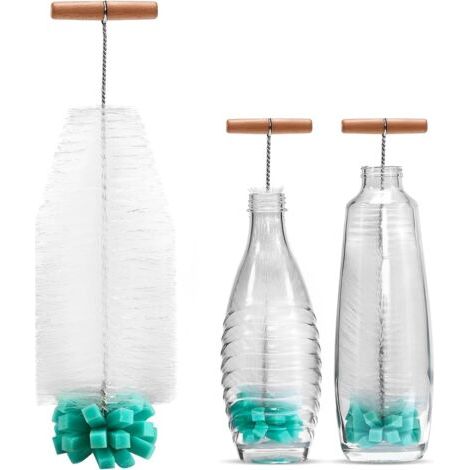 Goupillon Bouteille – 32 cm Longue Brosse Biberon avec Éponge et Poils, sans BPA, Manche Ergonomique Ecouvillon pour Bouteilles Verre et Plastique (Blanc) (1/5)