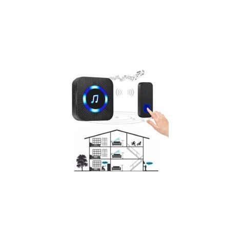 Kabellose Türklingel, 300 m Reichweite, IP55 wasserdicht, 55 Melodien mit 5 Lautstärkestufen, blaue und schwarze LED (1/5)