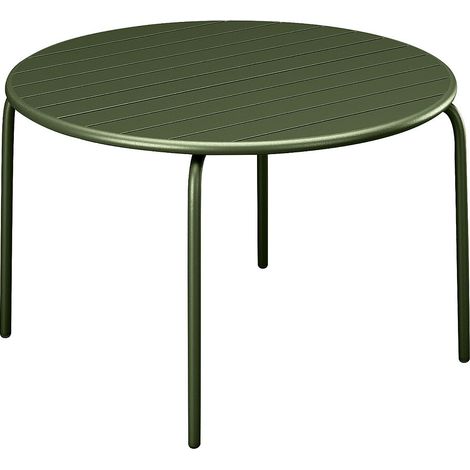 Table de jardin ronde D.130 cm en métal - Kaki -  MIRMANDE de MYLIA