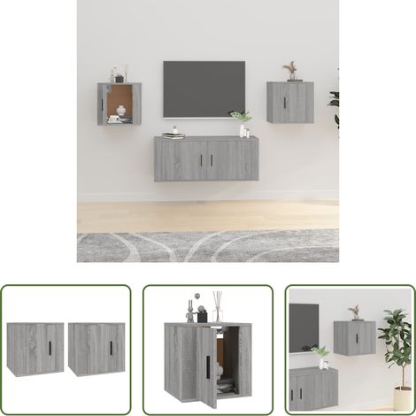 Meuble tv mural bois - Meubles TV muraux 2 pcs Sonoma gris 40x34,5x40 cm (1/5)