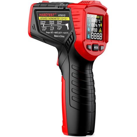 Thermomètre infrarouge -50 °C à 800 °C, thermomètre laser numérique avec sonde thermocouple de type K, pour la cuisson, four à pizza, thermomètre infrarouge à émissivité réglable (1/5)