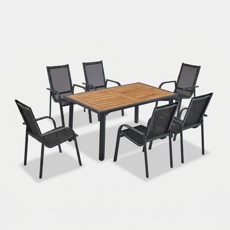 Juego de mesa y sillas de jardín Berlín en aluminio y madera (1/3)