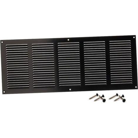 1 - Lüftungsgitter - Abluftklappe - Verzinkter Stahl mit Moskitonetz - Für Wand-, Decken- oder Türmontage - Schwarz - 50 x 20 cm (1/5)