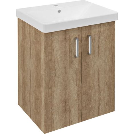THEIA Meuble sous-vasque 2 portes 56,4x70x44,2cm, chêne Alabama (1/2)