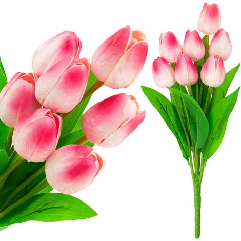 CV26807-8 MAZZO DI TULIPANI DI SCHIUMA X7 TULIPANI ARTIFICIALI rosa IN UN MAZZO