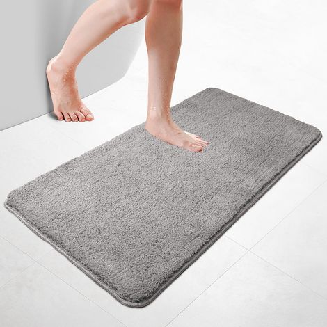VOUNOT® Badematte Rutschfeste Mikrofaser Badezimmerteppich 60x110cm Grau