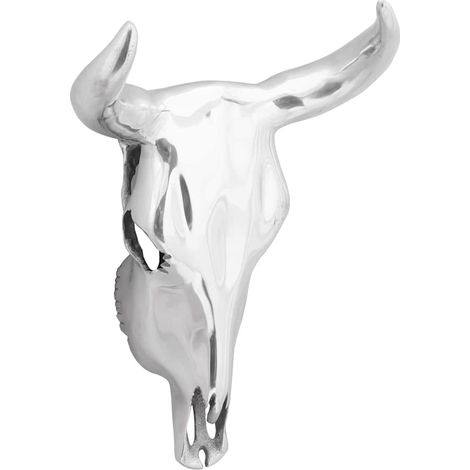 Bullen Schädel Silber 34 x 13 x 53 cm Aluminium