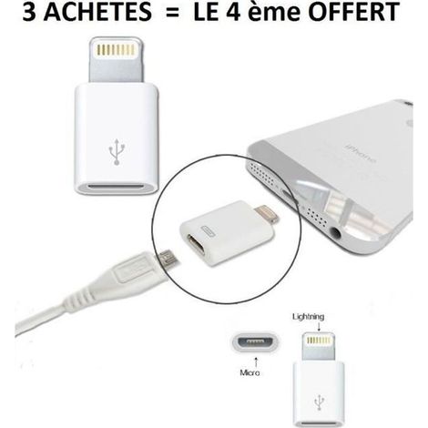 Adaptateur - STRAßE TECH - Lightning vers Micro USB - Blanc - Chargeurs compatibles - iPhone/iPad