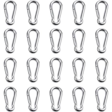 20pcs Mousqueton de Fixation pour Charges Lourdes,Sports, Chiens de Serrure, Hamac Balançoire, en Acier Inoxydable 304,6mm (1/2)