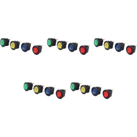 Interrupteur à bascule marche/arrêt SPST lumineux à 20 LED 12 V pour tableau de bord de voiture ou bateau (1/5)