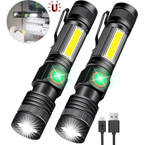 Torche LED Lumens Super Lumineuse, Torche USB-C Rechargeable Haute Capacité Portable et Zoomable Puissante (1/5)