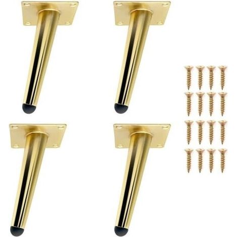 Set of 4 15 cm Gold Furniture Legs, Gold Tilted Table Legs, Durable Metal Sofa Legs for Replacing or Adjusting the Height of Bedside Tables, Sofa, TV Furniture, Armchair etc (1/5)