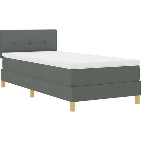 Lit simple，Lit adulte，Lit avec sommier et matelas gris foncé 90x190 cm Tissu CFW97216