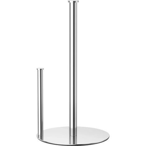 Porte-Rouleau de Cuisine argenté sur Pied, Porte-essuie-Tout pour Rouleaux Standards et Grands pour Plan de Travail de Cuisine et de Salle à Manger, Porte-Rouleau de Cuisine sans perçage (1/5)