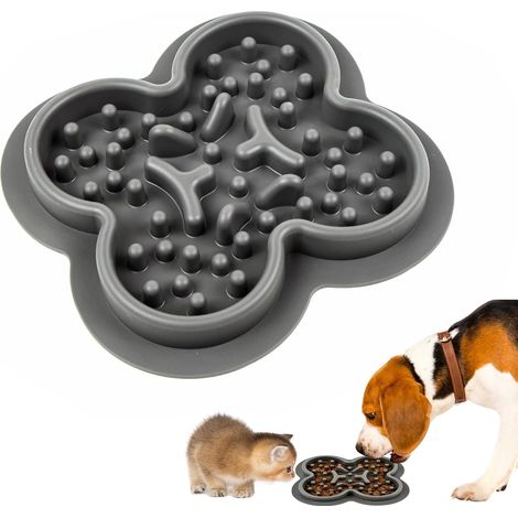 Anti Glutton Dog Bowl for Medium Dogs, Anti-Glutton, Silicone Dog Bowl for Dogs, Anti-Glutton, Accessory for Slow Food, Non-Slip Base for Cats and Dogs (Grey) (1/5)
