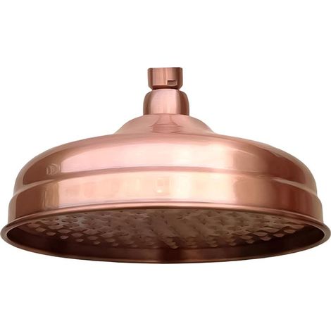 Pommeau de douche rond de 20 cm en cuivre vieilli, flexible de rallonge pour pommeau de douche effet pluie, bras mural, accessoires de salle de bain (1/5)